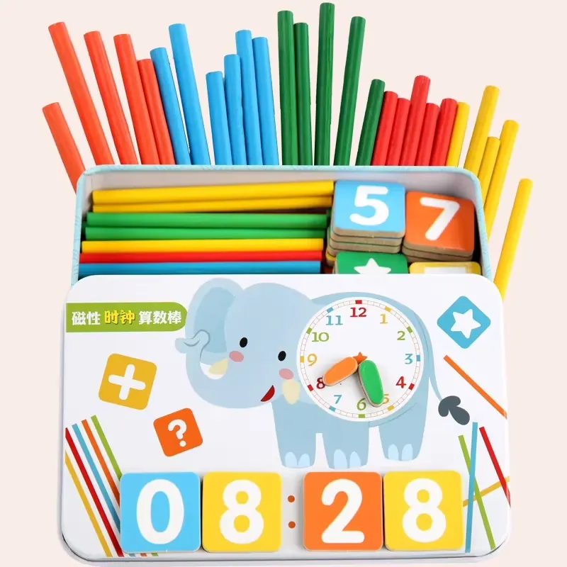 Boîte éléphant remplie de bâtonnets colorés
