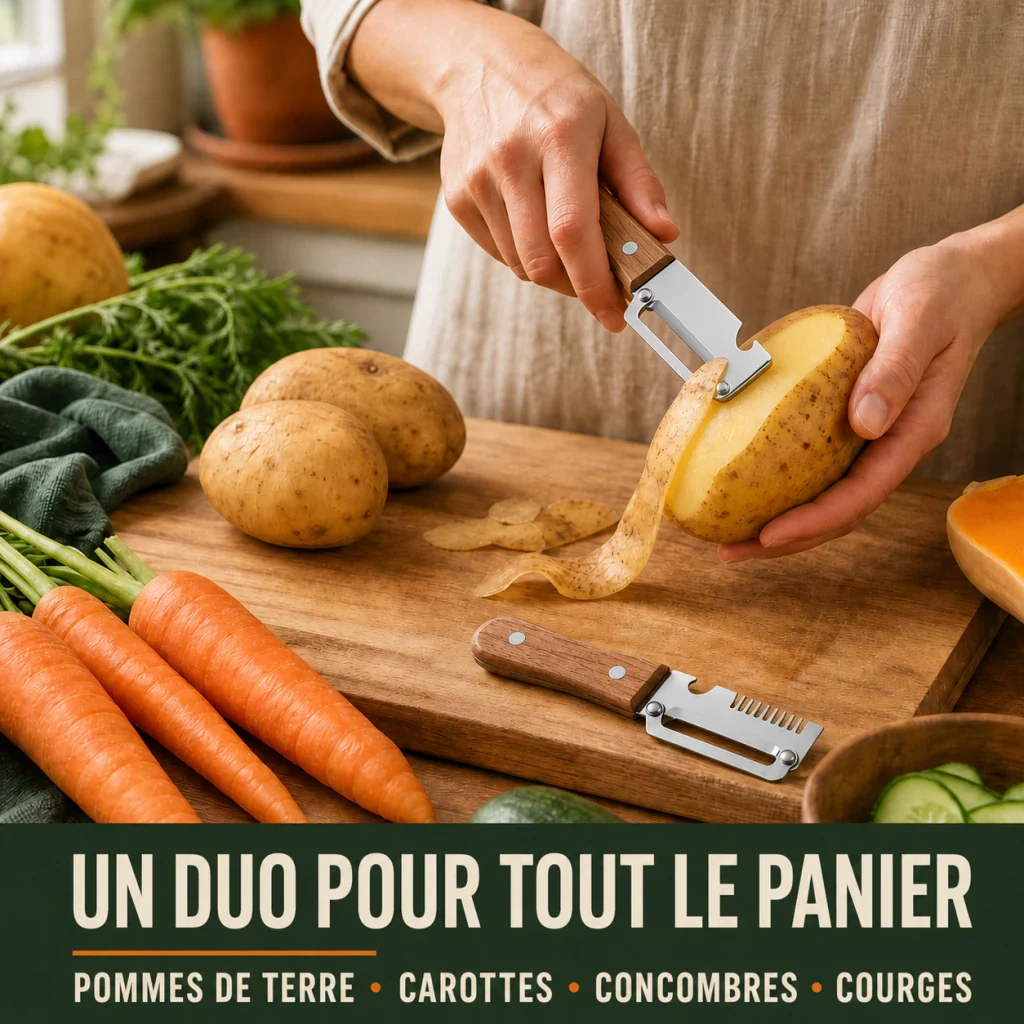 Légumes du quotidien et duo d’éplucheurs